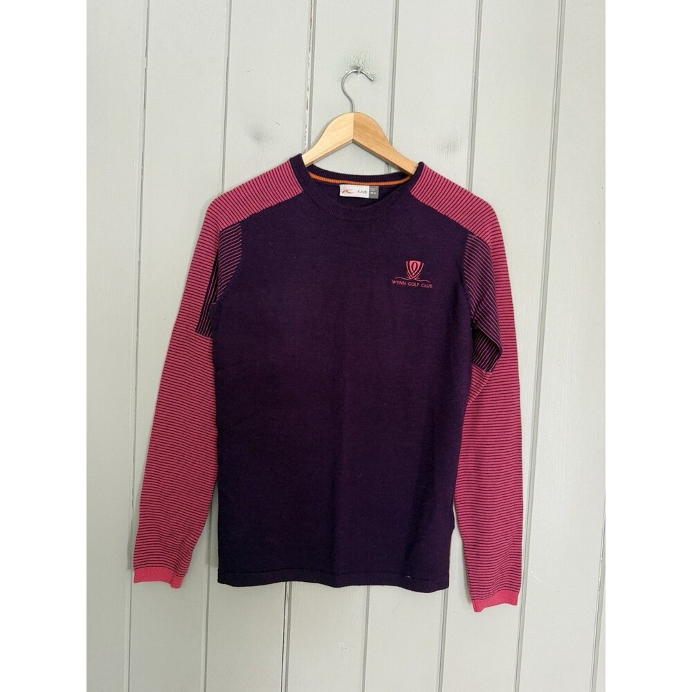 KJUS Sweater Women's 38 Medium 100% Wool Kara Engineered Pullover Purple LOGO